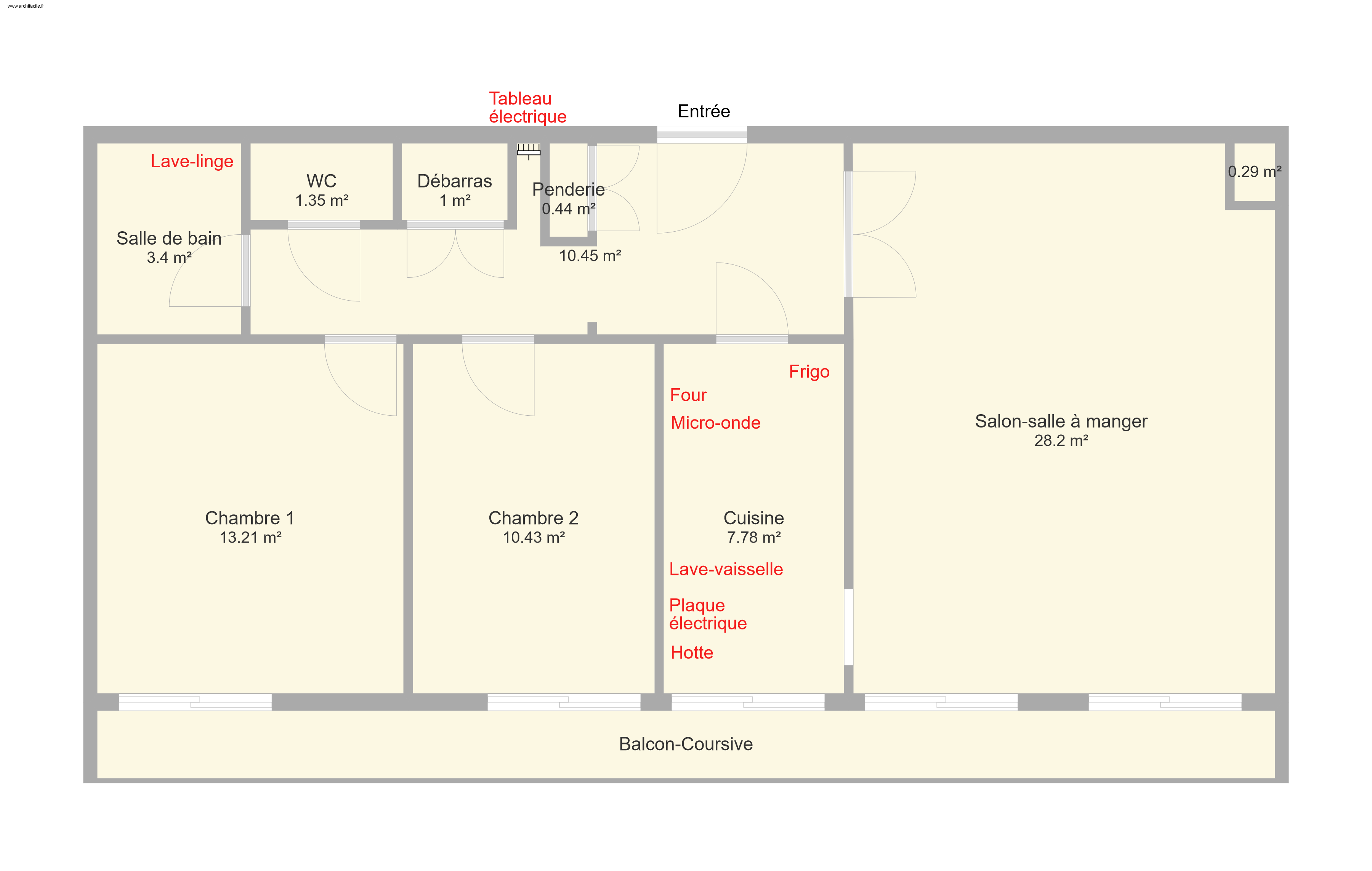 Plan de l'appartement (3ème étage)